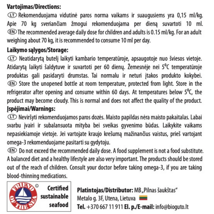 Bioguto Omega-3 Premium (ArcticMed) zivju eļļa DABĪGA 300ml 