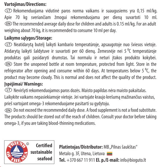 Bioguto Omega-3 Premium (ArcticMed) zivju eļļa CITRONS 300ml 