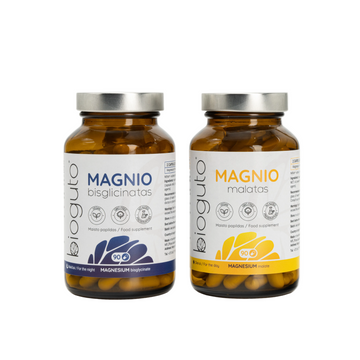 Bioguto magnija malāta (100 mg magnija, 90 kapsulas) un magnija bisglicināta (100 mg magnija, 90 kapsulas) komplekts