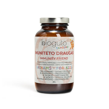 Bioguto IMUNITĀTES DRAUGS – melleņu, mežrozīšu un uztura rauga maisījums, 200 g